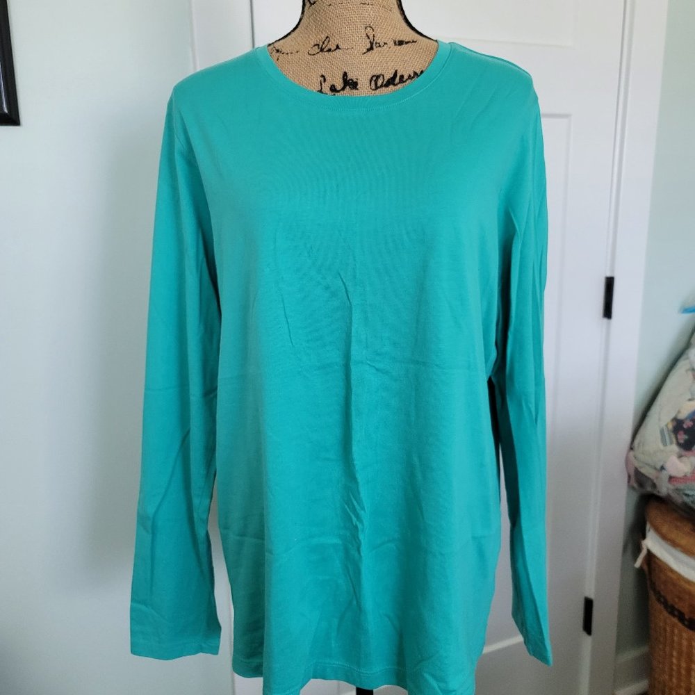Lands End Green Long Sleeve T-shirt X-Large 18